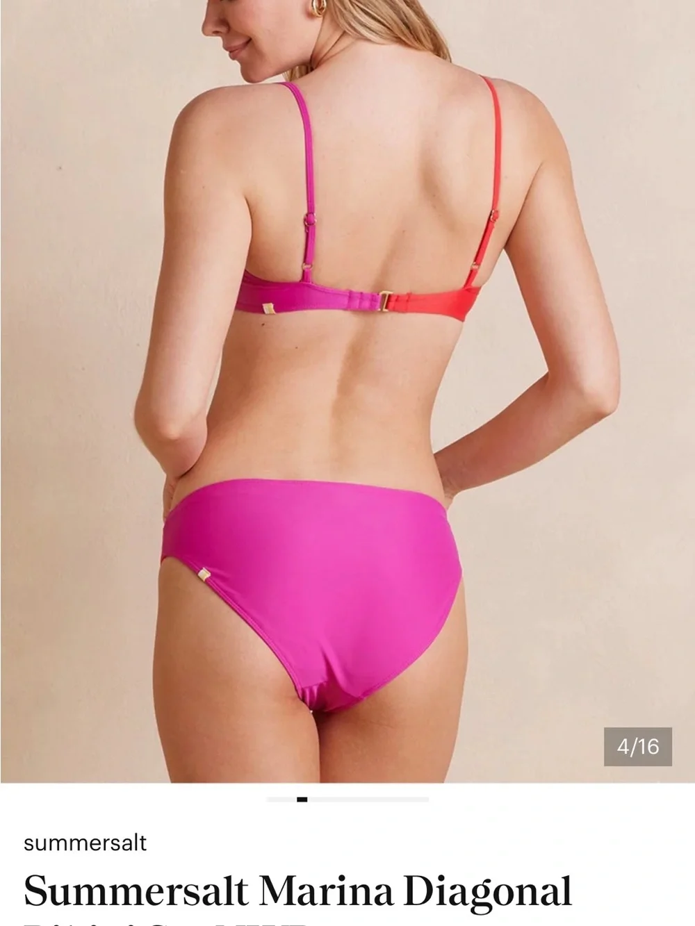 summersalt Red and Magenta Diagonal Bikini Set